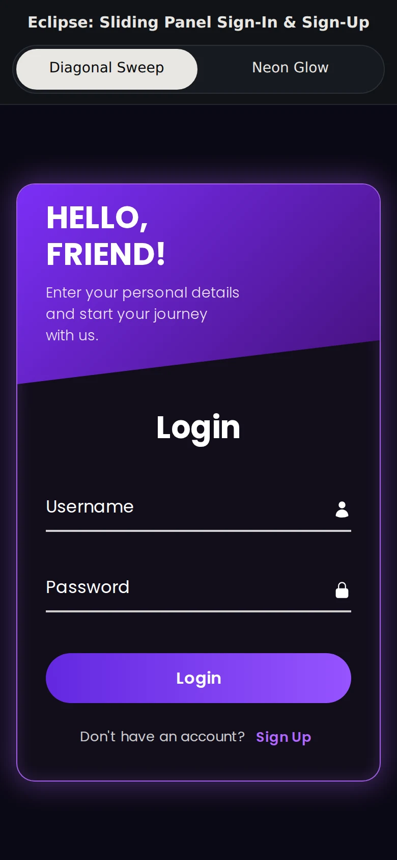 Eclipse: Sliding Panel Sign-In & Sign-Up, preview 5 of 5
