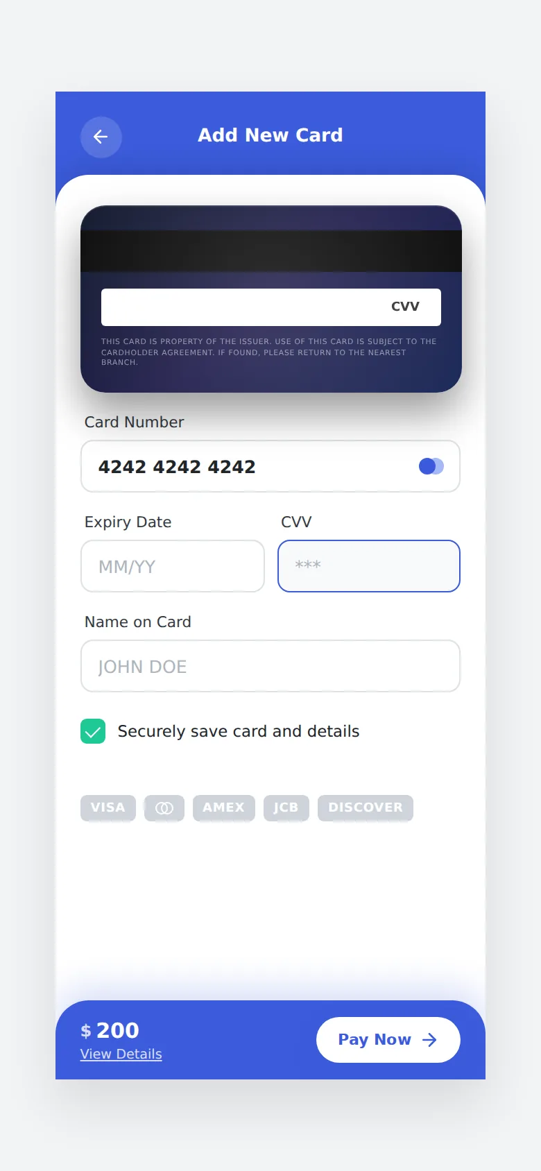 Jade: Mobile Add-Card Payment, preview 2 of 5