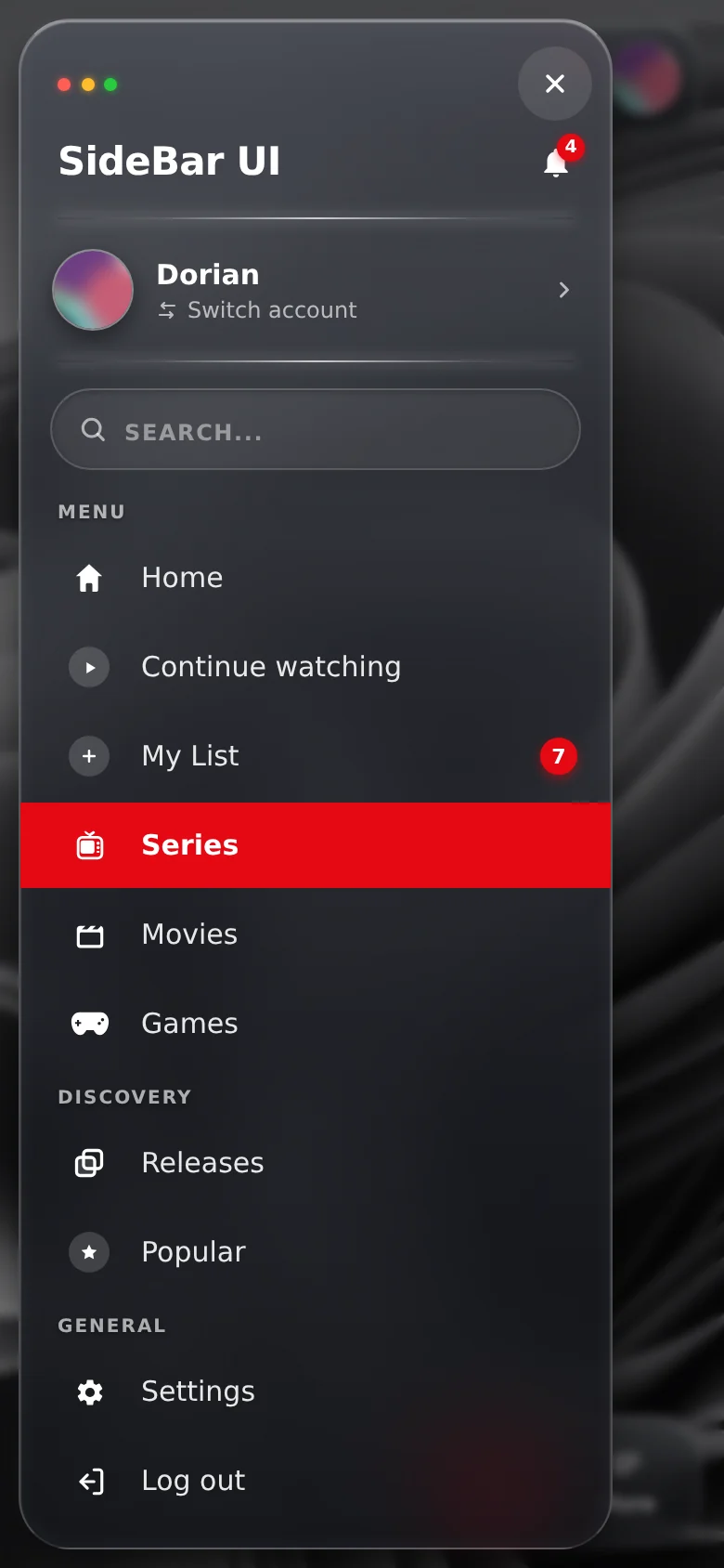 Keel: Glass Sidebar Menu, preview 5 of 5