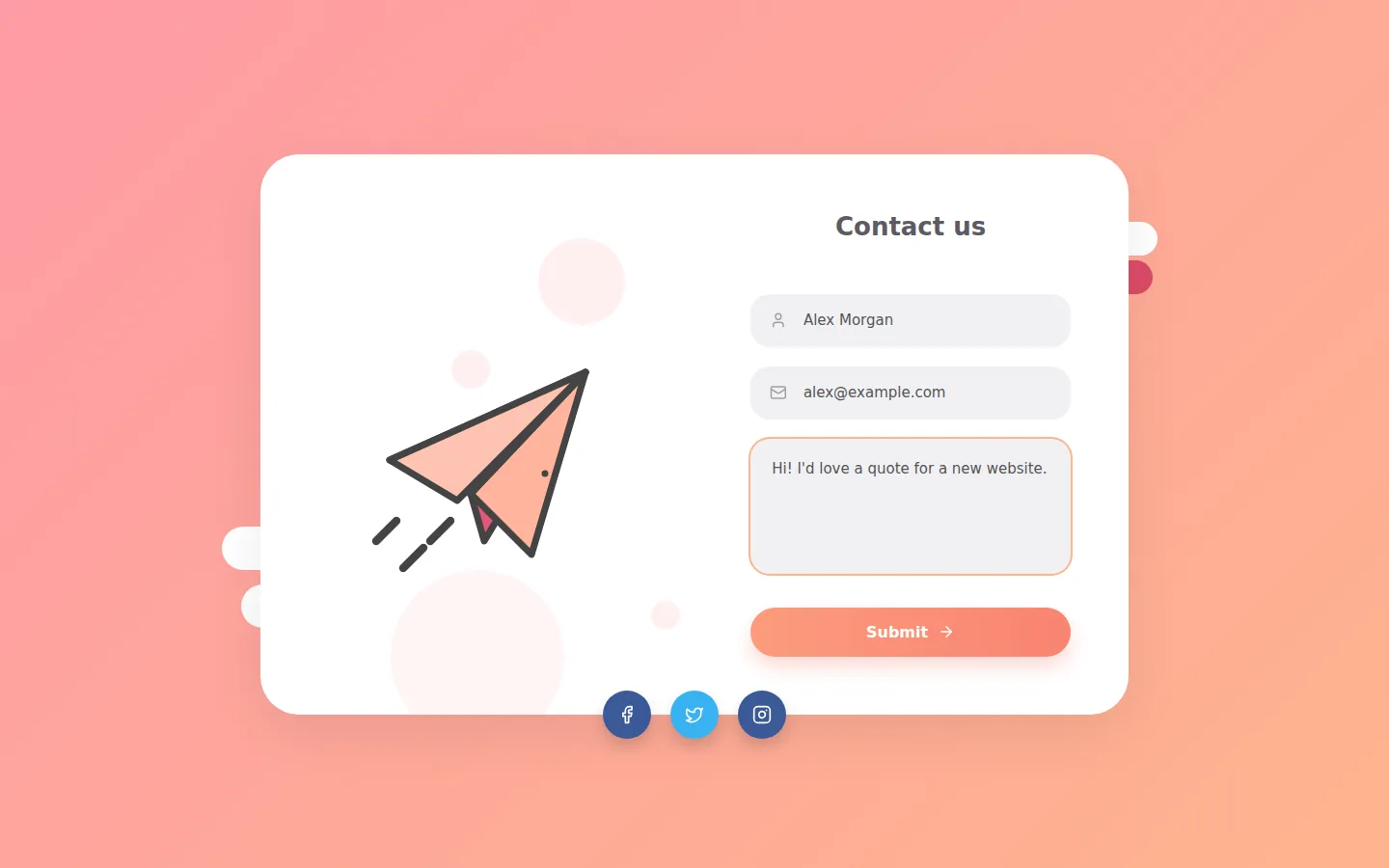 Kite: Paper Plane Contact Form, preview 1 of 5