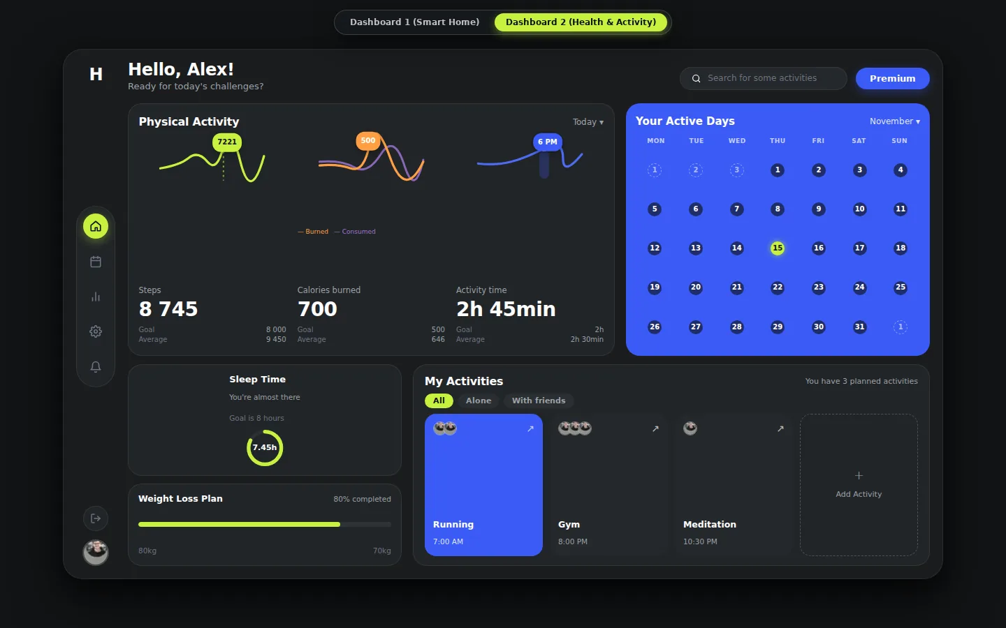 Nova: Smart Home & Health Dashboards, preview 4 of 5