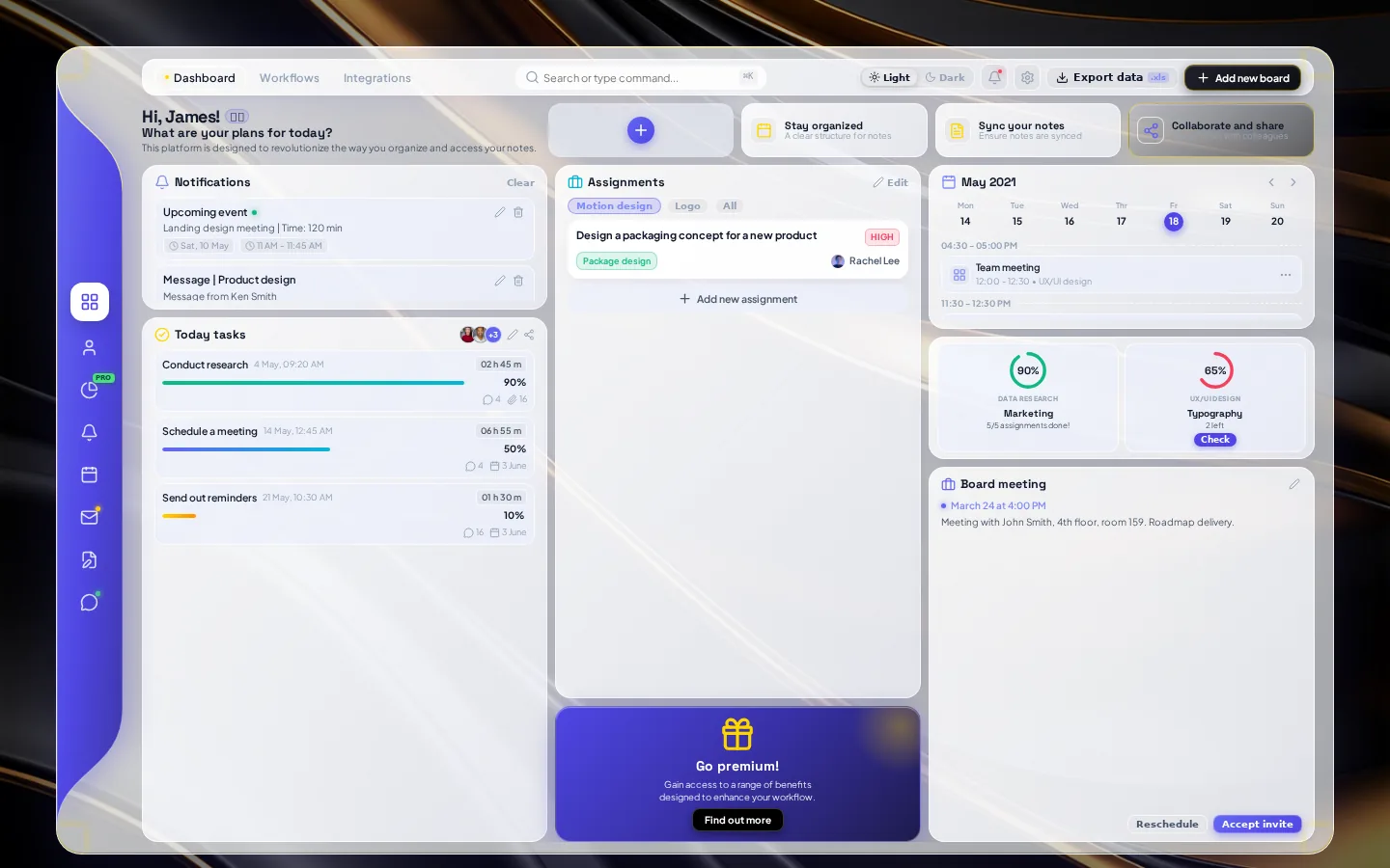 Polaris: Project Management Dashboard: Light