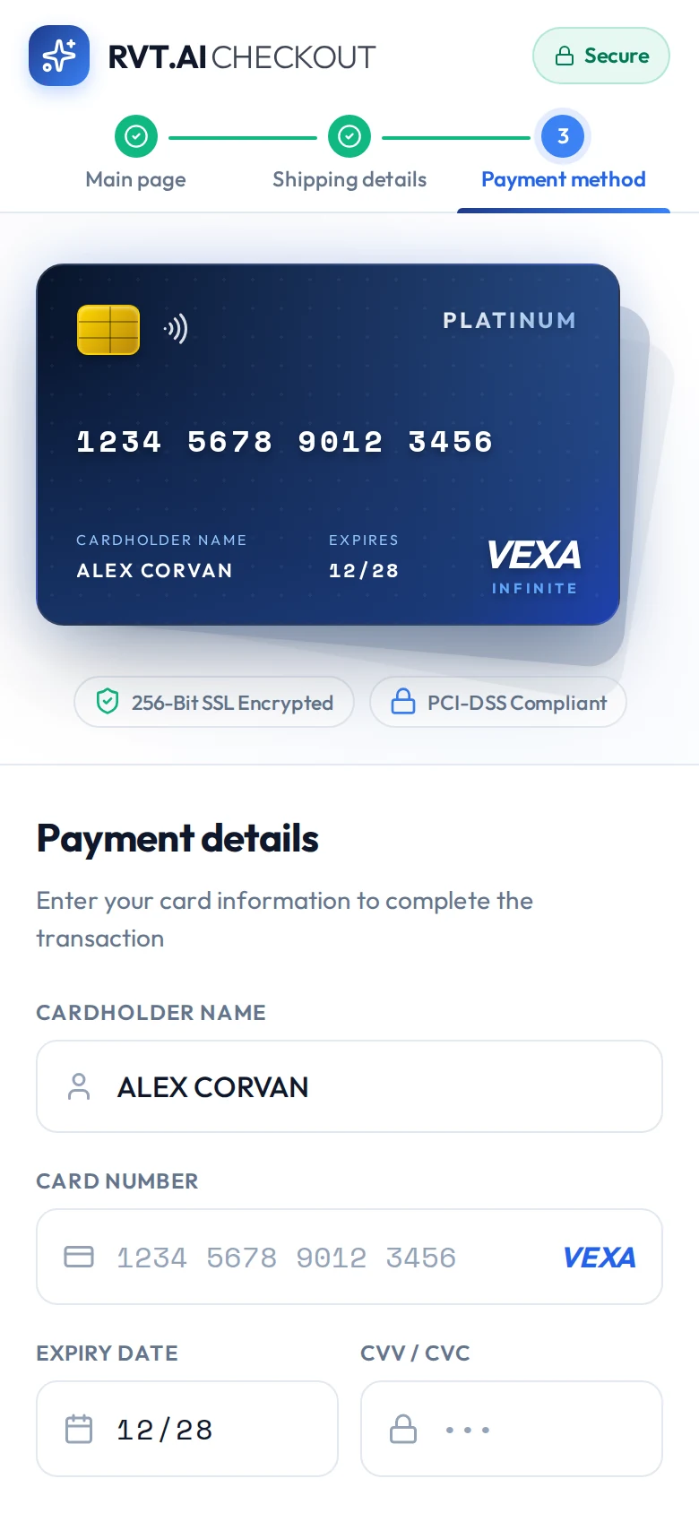 Sapphire: 3D Card Checkout Page, preview 5 of 5
