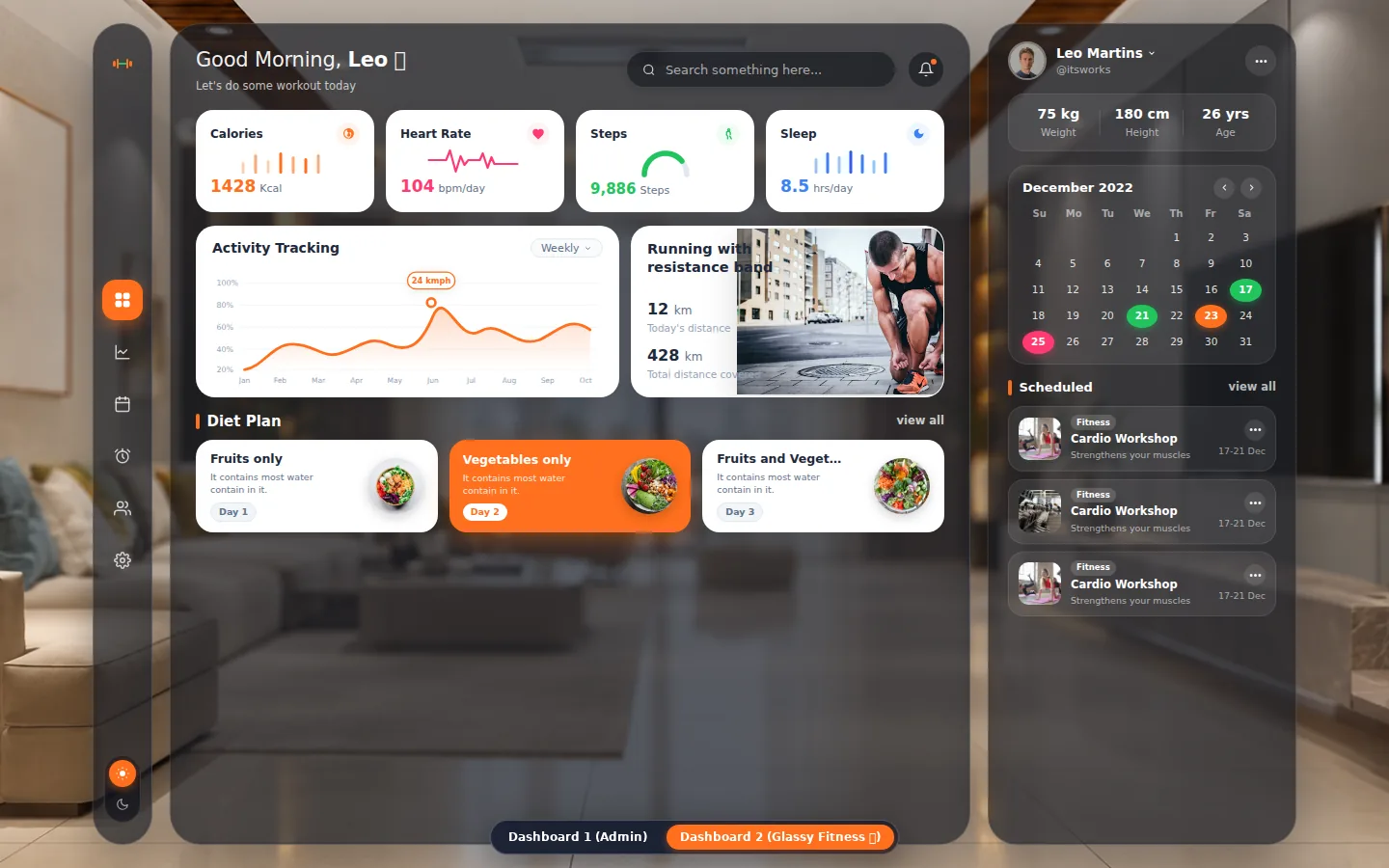 Vega: SaaS Admin & Fitness Dashboards, preview 4 of 5